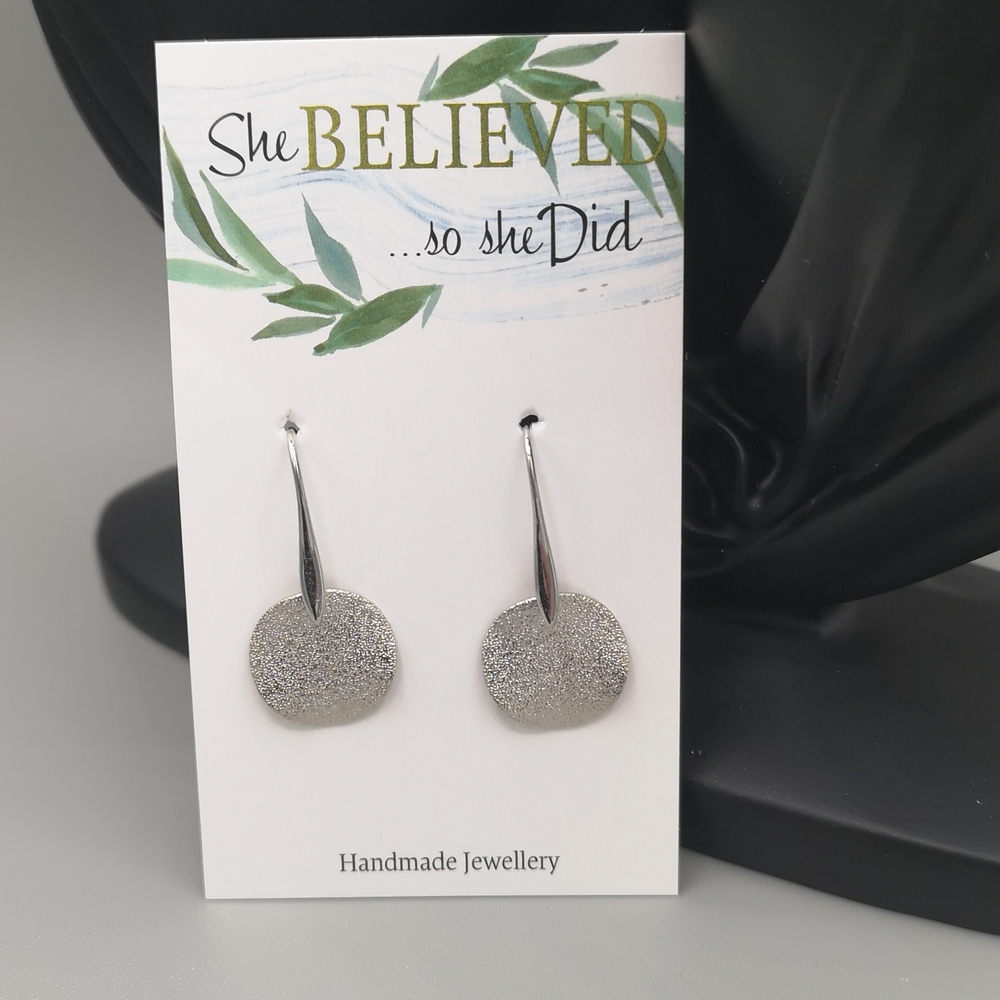 Silver Sparkly Disc Earrings